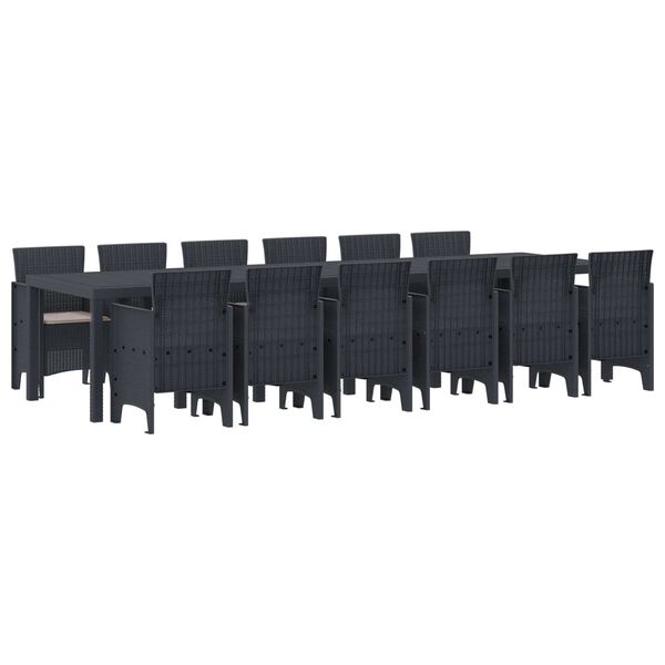 vidaXL Garden Dining Set 13 pcs Anthracite Polt rattan
