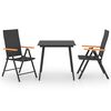 vidaXL Dining Set | Black and Brown | PE Rattan, WPC, Steel, Glass | Standard