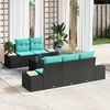 vidaXL Garden Sofa Set with Cushion 6 pcs Black Poly Rattan