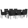 vidaXL 9 Piece Garden Dining Set with Cushions Black Poly Rattan