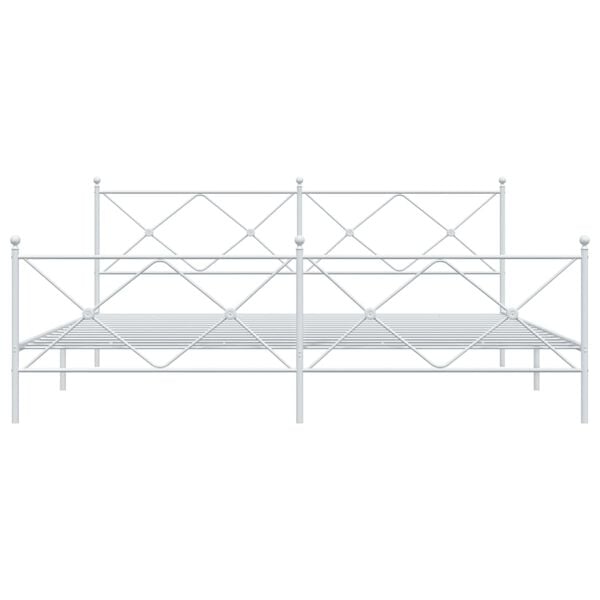 vidaXL Metal Bed Frame without Mattress with Footboard White 193x203cm