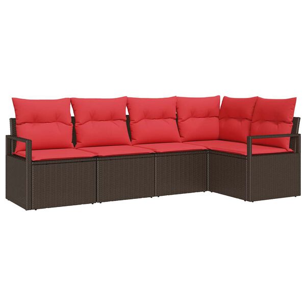 vidaXL Sofa Set 5 pcs Brown Poly Rattan