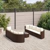 vidaXL 9 Piece Garden Sofa Set with Cushions Brown Poly Rattan