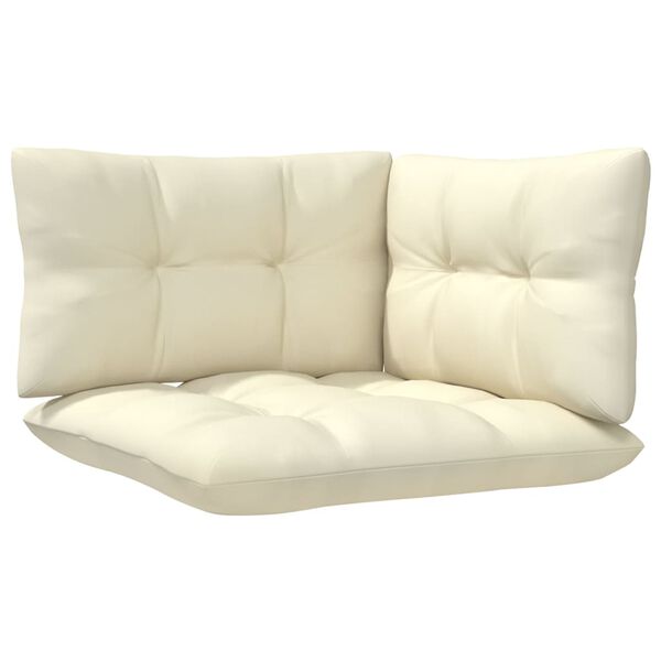 vidaXL Garden Corner Sofa with Cream Cushions Solid Pinewood