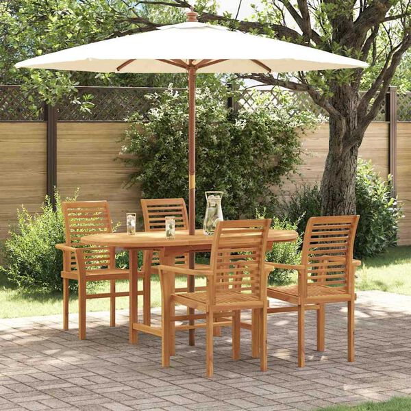 vidaXL Garden Dining Set 5 pcs Brown 160 x 80 x 75 cm Solid teak wood