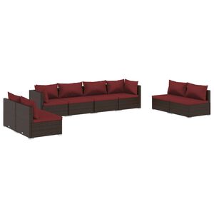 vidaXL 8 Piece Garden Lounge Set with Cushions Poly Rattan Brown