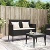 vidaXL Garden Bench with Cushions Black Poly Rattan