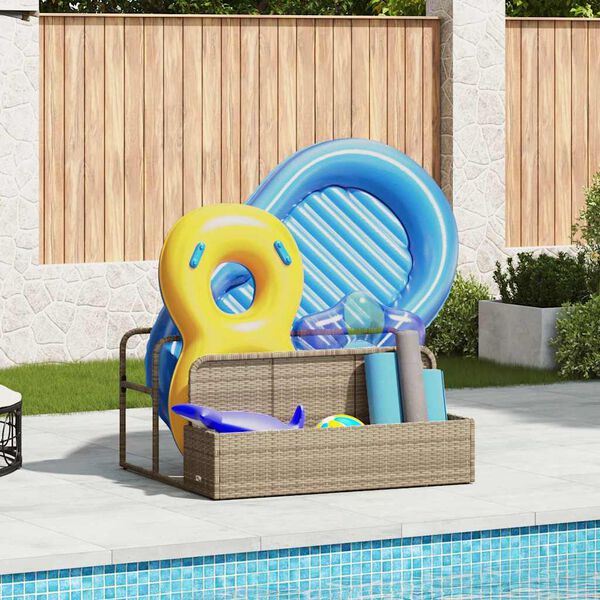 vidaXL Poolside Float Storage Beige 110x100x57 cm Poly Rattan