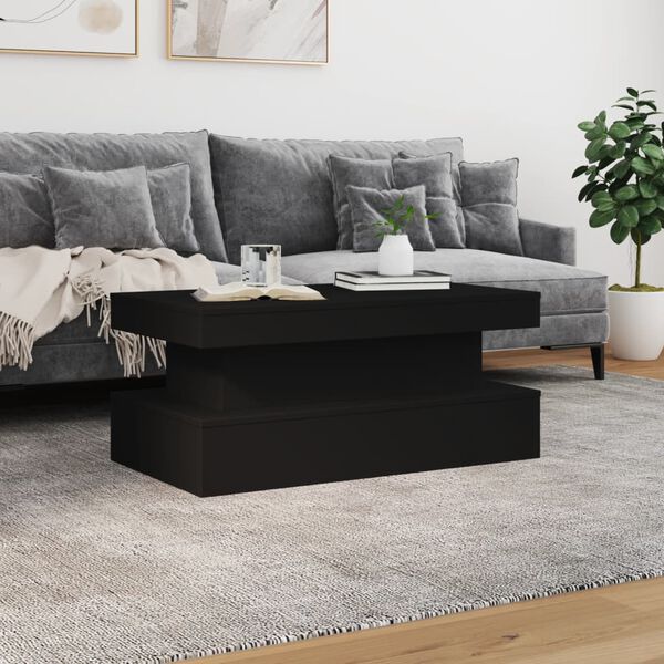 vidaXL Coffee Table with LED Lights Black 90x50x40 cm