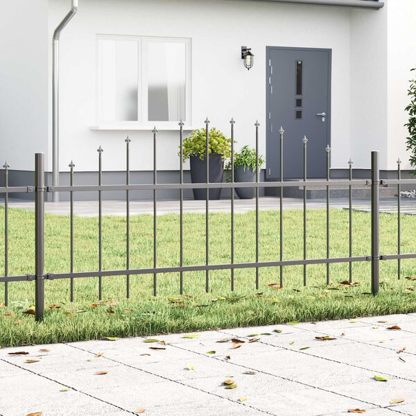vidaXL Garden Fence 6 pcs Grey 170 x 115 cm Powder-Coated Steel