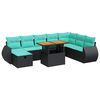 vidaXL 9 Piece Garden Sofa Set with Cushions Brown Poly Rattan Acacia
