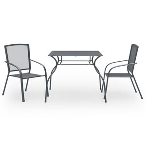 vidaXL 3 Piece Garden Dining Set Steel Anthracite