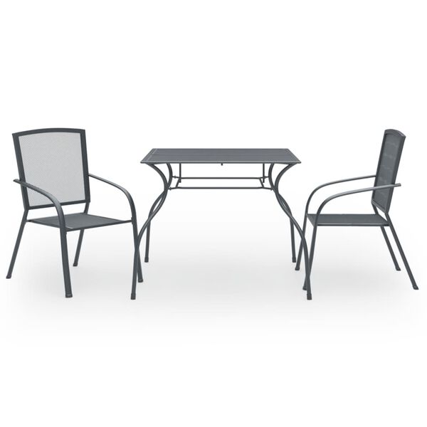 vidaXL 3 Piece Garden Dining Set Steel Anthracite