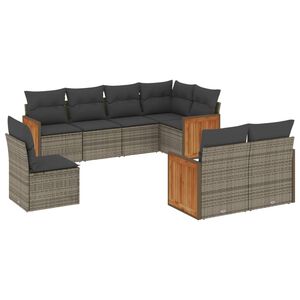vidaXL 8 Piece Garden Sofa Set with Cushions Grey Poly Rattan