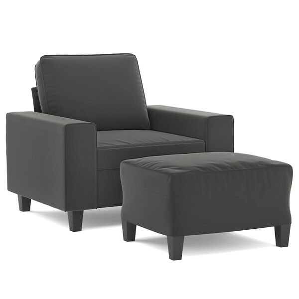 vidaXL Sofa Chair with Footstool Dark Grey 60 cm Microfibre Fabric