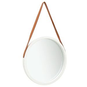 vidaXL Wall Mirror with Strap 50 cm White