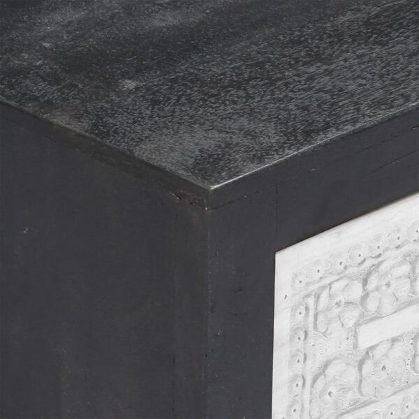 vidaXL Hand Carved TV Cabinet Grey&White 120x30x40 cm Solid Wood Mango