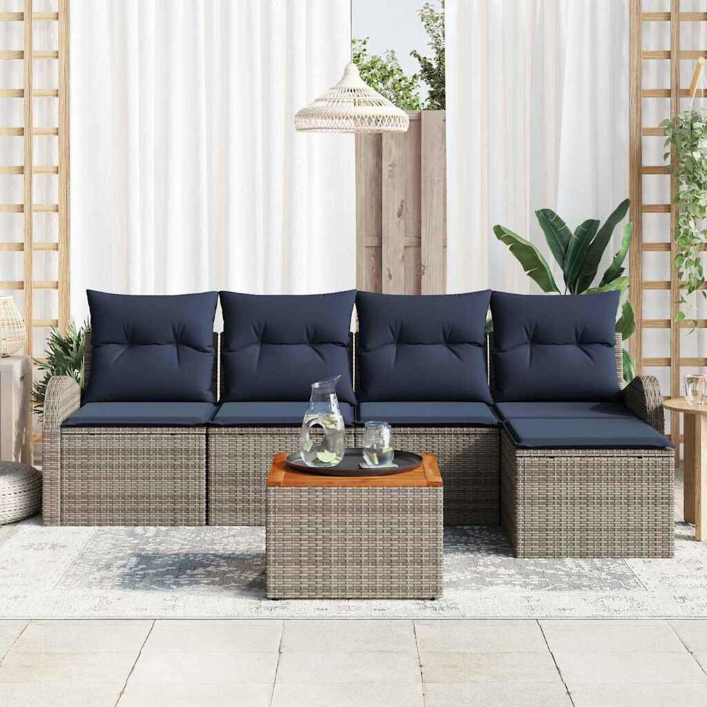 vidaXL Garden Sofa Set 6 pcs Grey Poly rattan