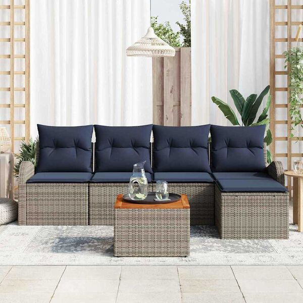 vidaXL Garden Sofa Set 6 pcs Grey Poly rattan