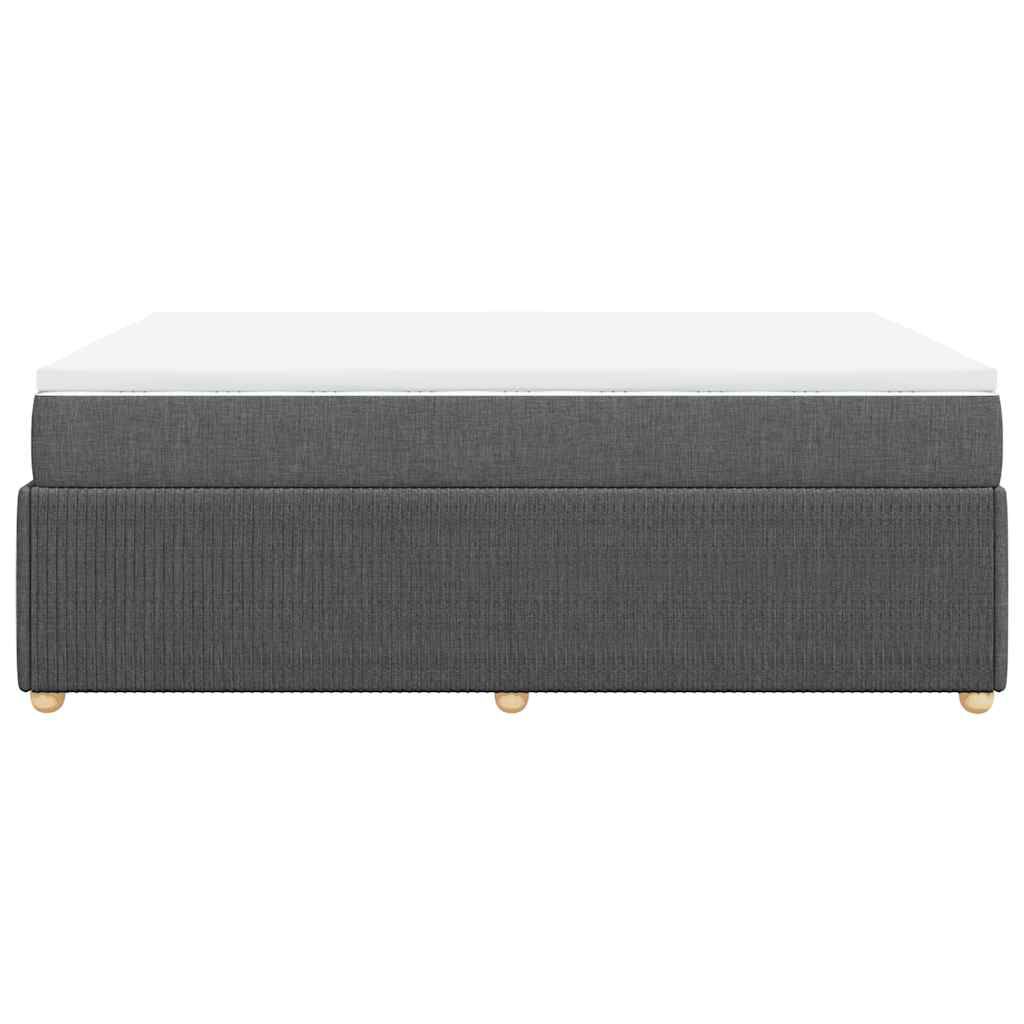 vidaXL Box Spring Bed with Mattress Dark Grey Queen Fabric