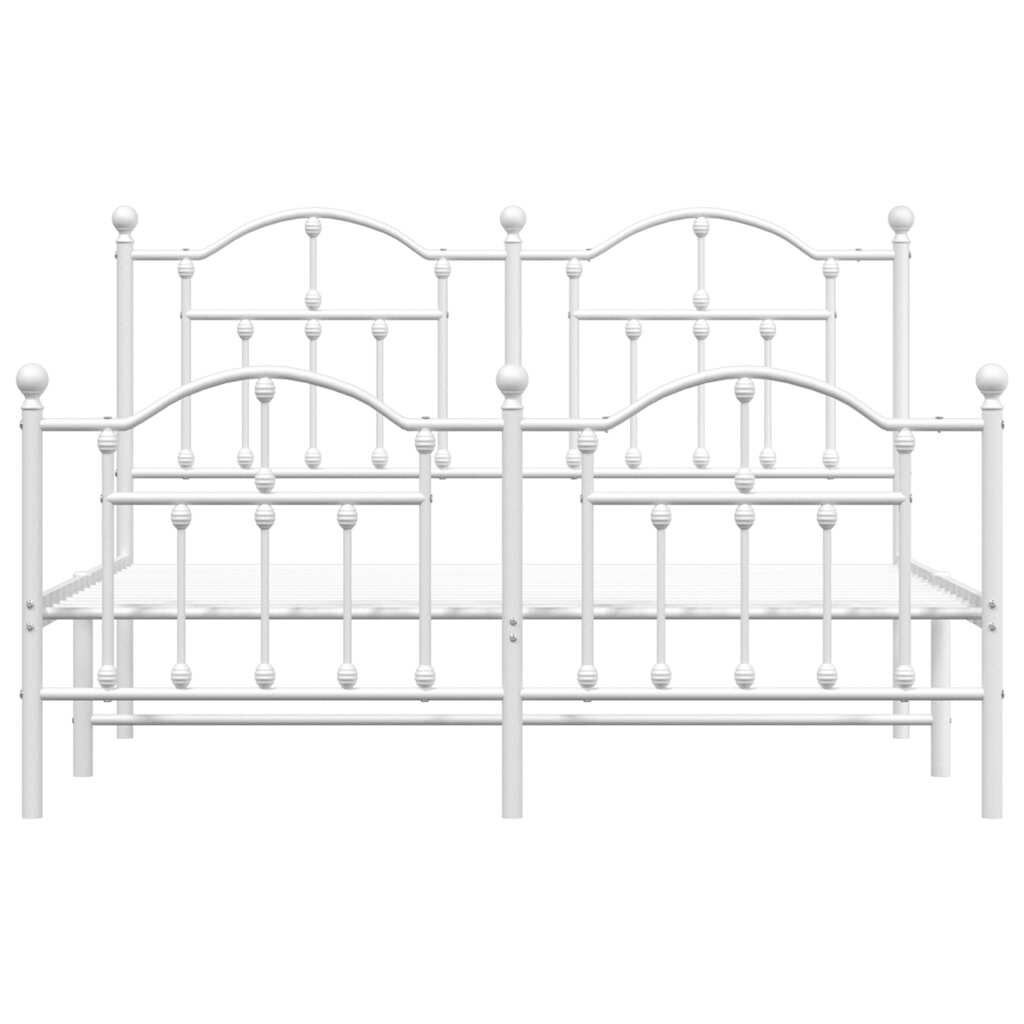 vidaXL Metal Bed Frame without Mattress with Footboard White 135x190cm