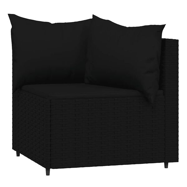 vidaXL 3 Piece Garden Lounge Set with Cushions Black Poly Rattan