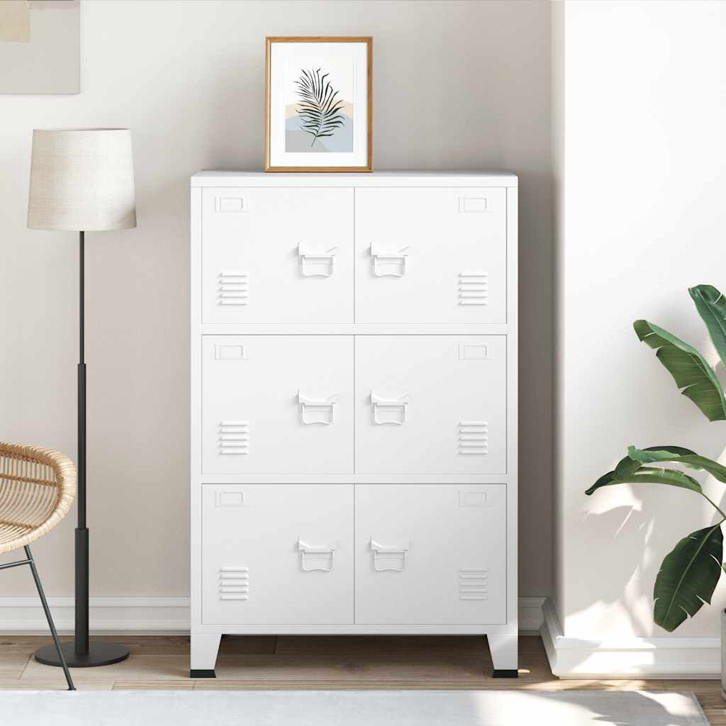 vidaXL Industrial Storage Chest White 75x40x115 cm Metal