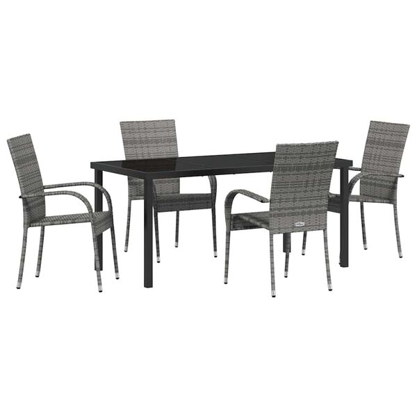 vidaXL Garden Dining Set 5 pcs Grey Powder-Coated Steel