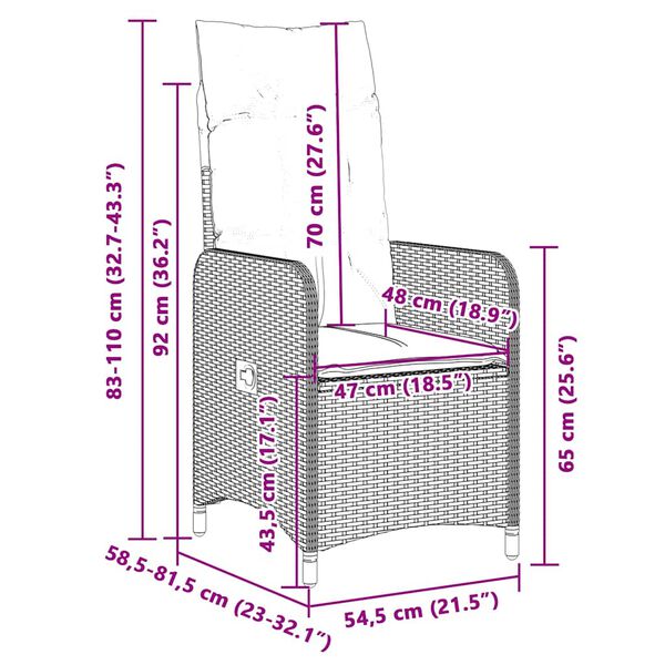 vidaXL 5 Piece Garden Bistro Set with Cushions Grey Poly Rattan