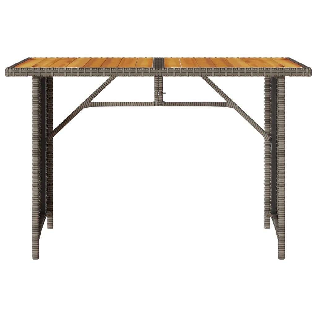 vidaXL Garden Table with Wooden Top Grey 110x68x70 cm Poly Rattan