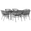 vidaXL 7 Piece Garden Dining Set with Cushions Grey Poly Rattan Glass