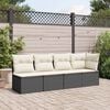 vidaXL Garden Sofa with Cushions 4-Seater Black Poly Rattan