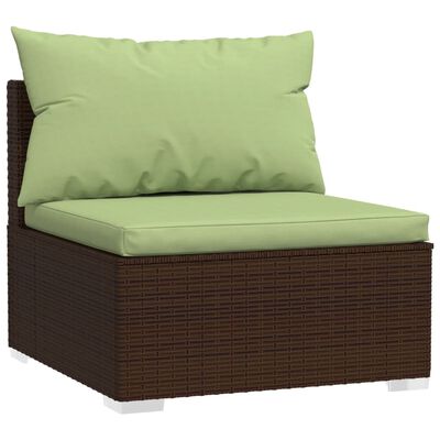 vidaXL 10 Piece Garden Lounge Set with Cushions Brown Poly Rattan