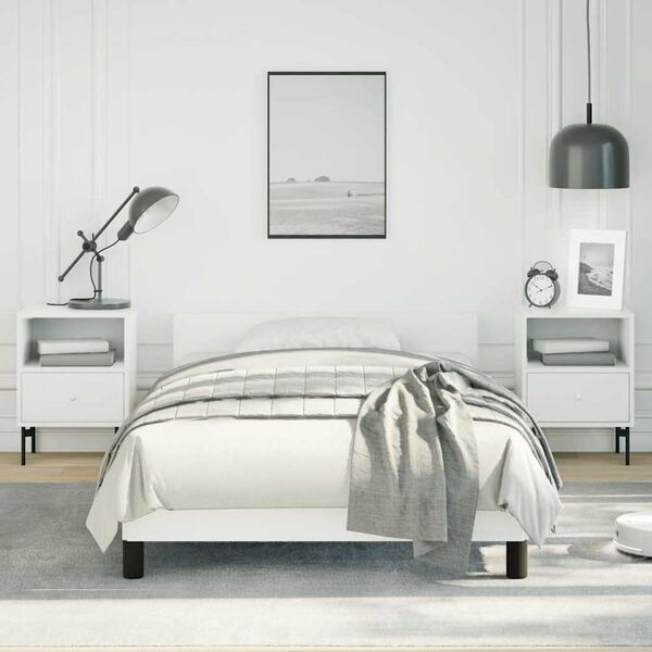 vidaXL Bed Frame without Mattress White Twin Faux Leather