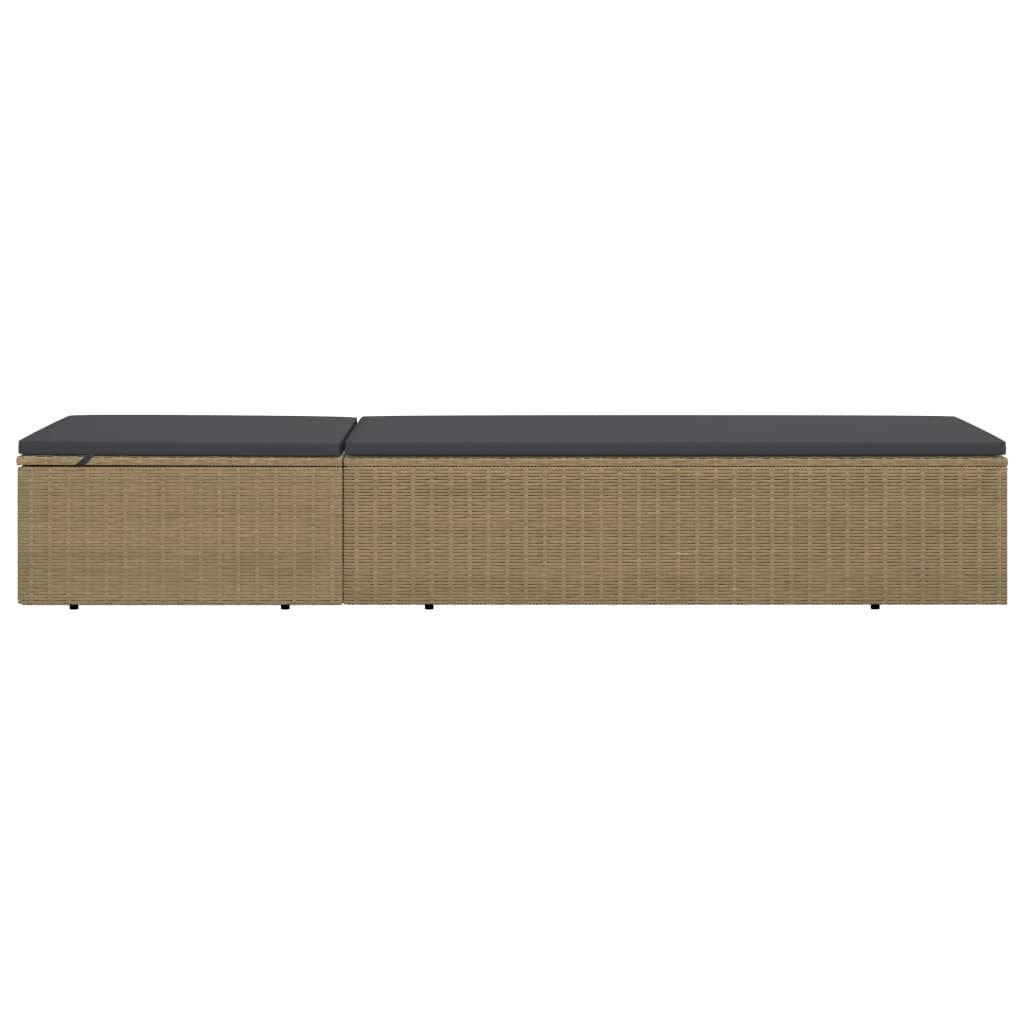 vidaXL Sunlounger Poly Rattan Brown and Dark Grey