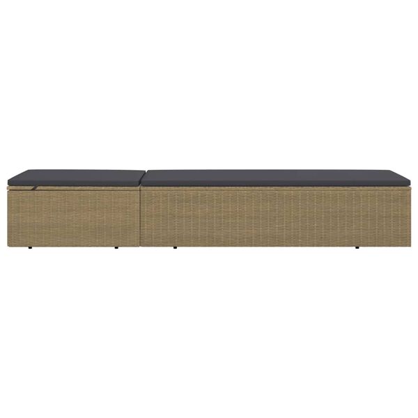 vidaXL Sunlounger Poly Rattan Brown and Dark Grey
