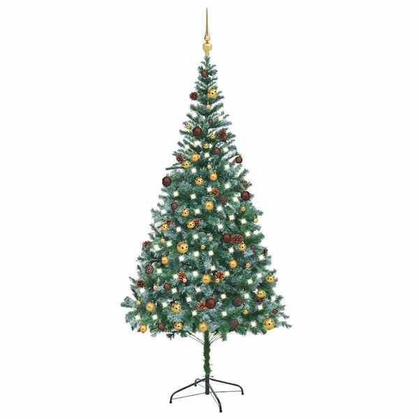 vidaXL Artificial Pre-lit Christmas Tree with Ball Set&Pinecones 210 cm