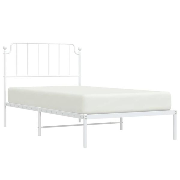 vidaXL Metal Bed Frame without Mattress with Headboard White 100x190cm