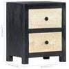vidaXL Hand Carved Bedside Cabinet Grey 40x30x50 cm Solid Mango Wood