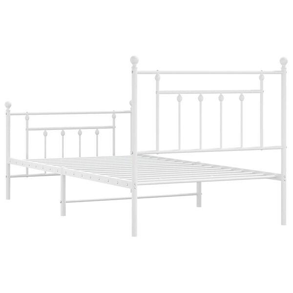vidaXL Metal Bed Frame without Mattress with Footboard White 100x190cm