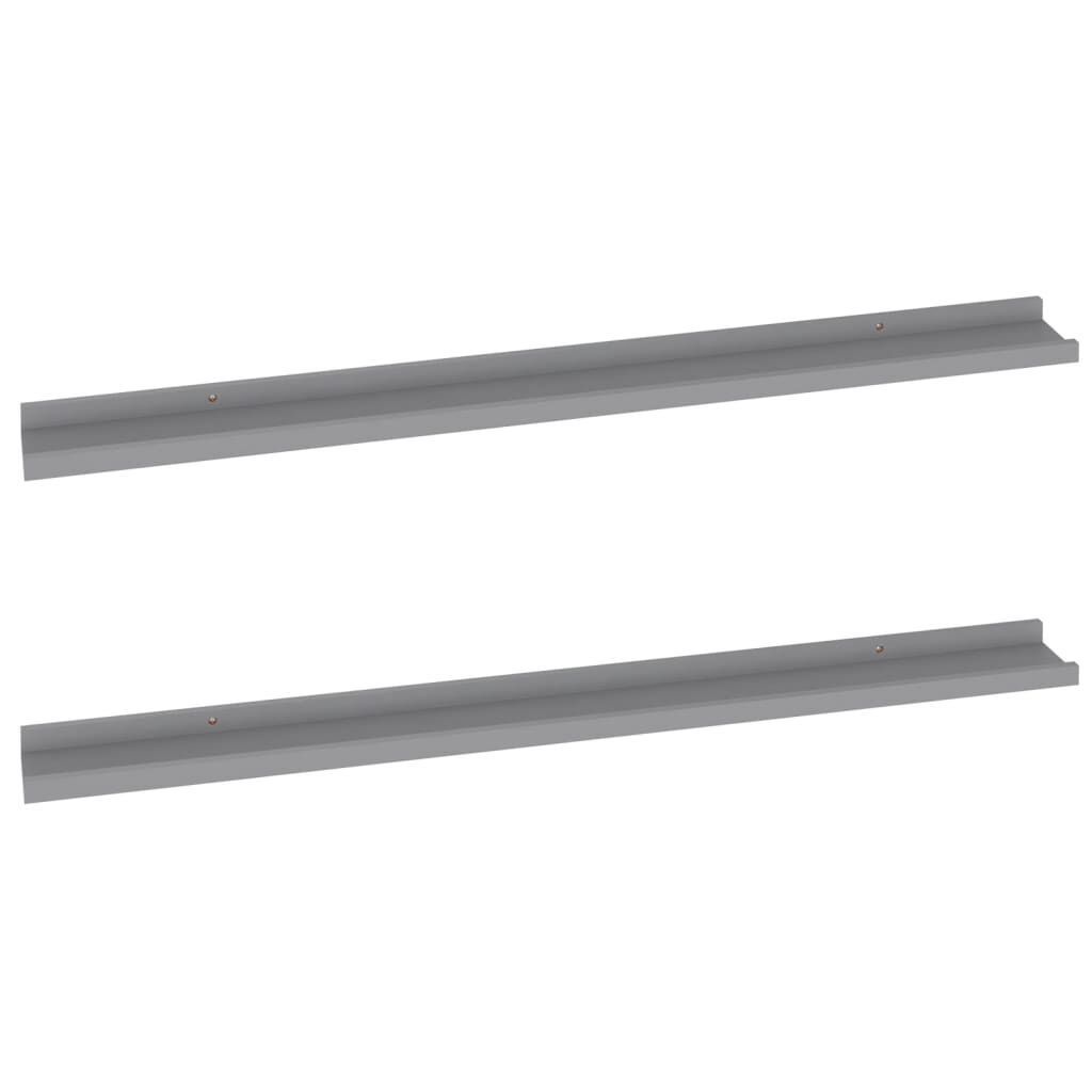 vidaXL Wall Shelves 2 pcs Grey 100x9x3 cm