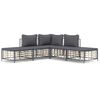 vidaXL 5 Piece Garden Lounge Set with Cushions Anthracite Poly Rattan