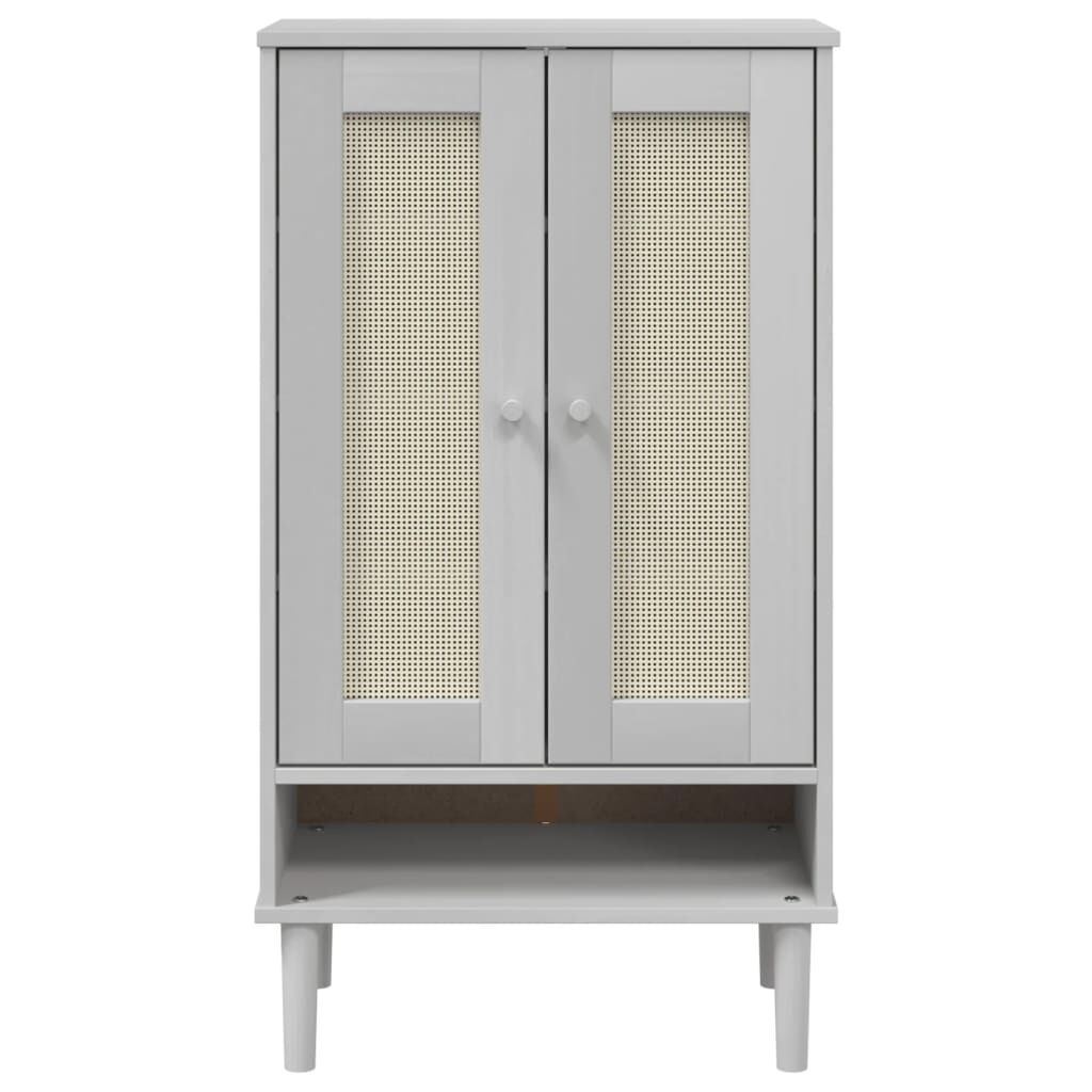 vidaXL Shoe Cabinet SENJA Rattan Look White 59.5x35x107 cm Solid Wood