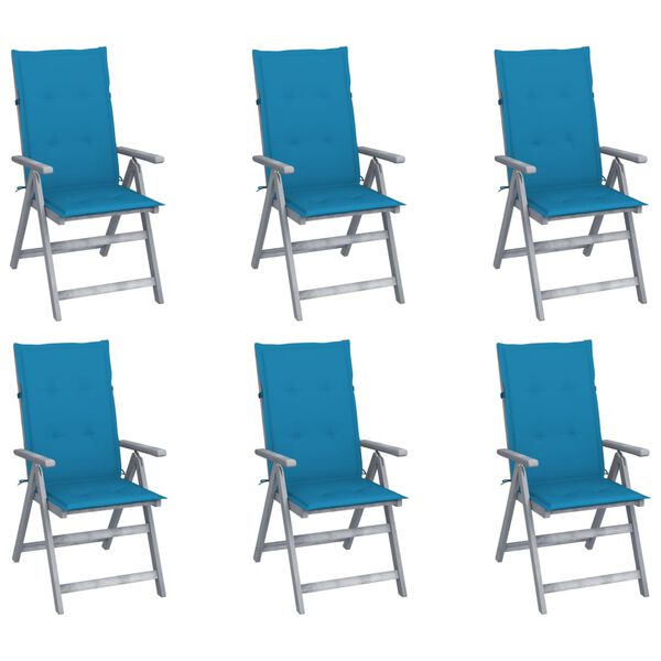 vidaXL Garden Reclining Chairs 6 pcs with Cushions Solid Acacia Wood