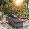 vidaXL Sun Lounger with Dark Grey Cushion Poly Rattan Grey