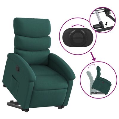 vidaXL Stand up Recliner Chair Dark Green Fabric