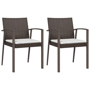 vidaXL Garden Chairs with Cushions 2 pcs Brown 56.5x57x83 cm Poly Rattan