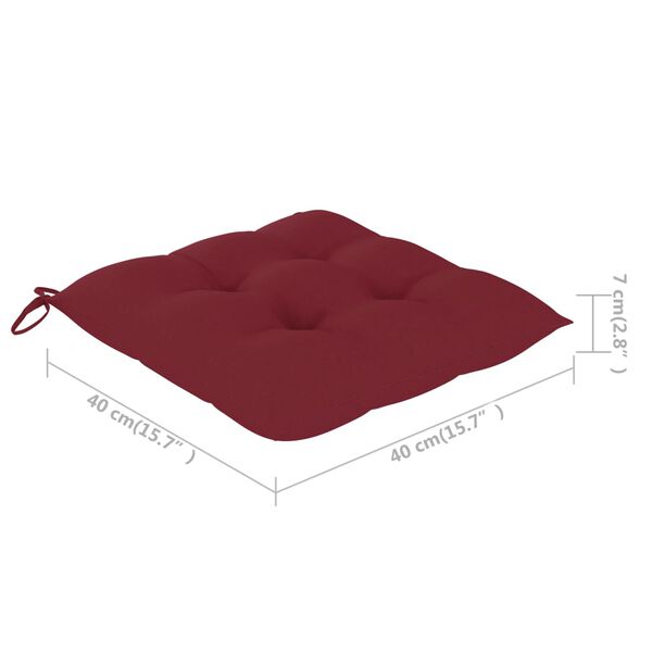 vidaXL Garden Chairs with Wine Red Cushions 2 pcs Solid Teak Wood (41999+314887)