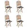 vidaXL 5 Piece Folding Outdoor Dining Set with Cushions Bamboo