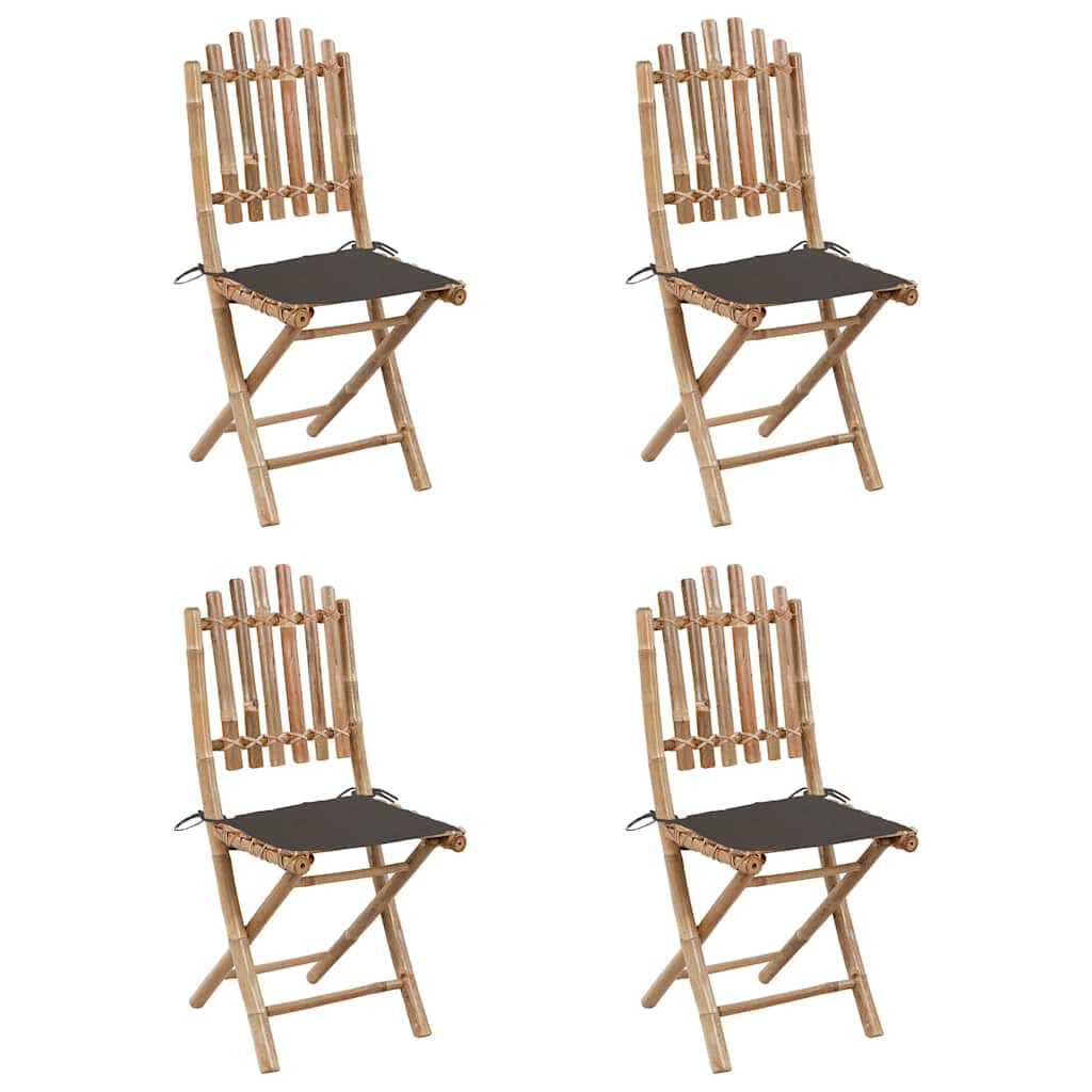 vidaXL 5 Piece Folding Outdoor Dining Set with Cushions Bamboo